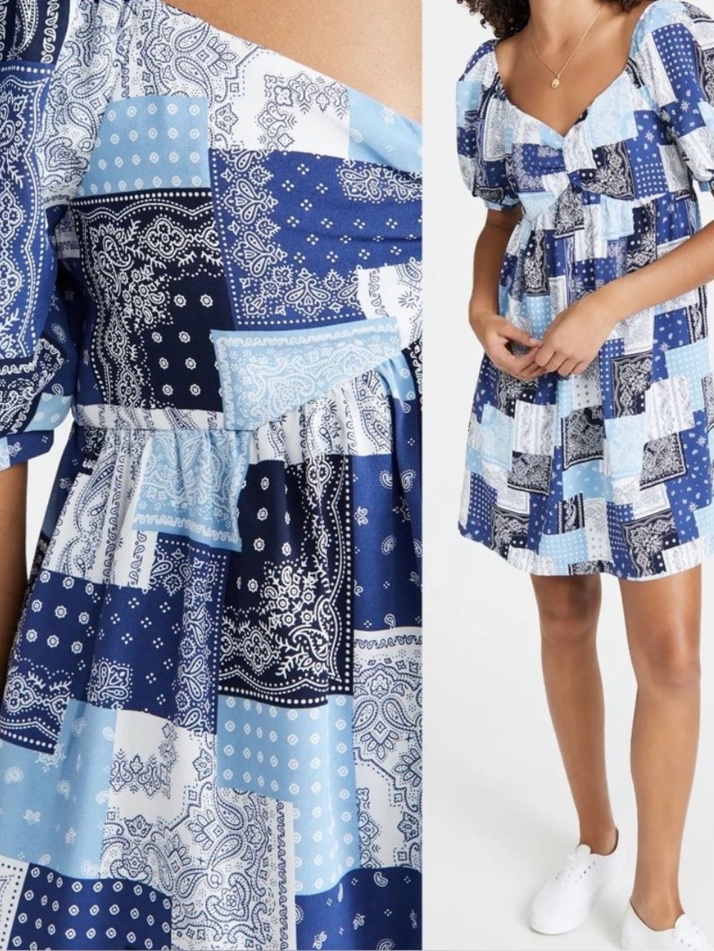 Anthropologie English Factory Patchwork Bandana  Babydoll Mini Dress SZ S  EUC